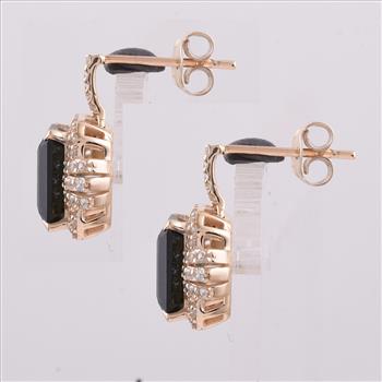 9K Gold 3.48 Ct Octagon Tourmaline Earrings