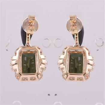 9K Gold 3.48 Ct Octagon Tourmaline Earrings