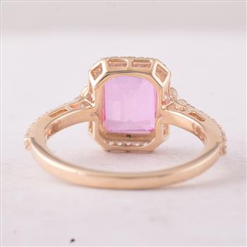 9K Gold 3.49 Ct Octagon Pink Topaz Ring 7 US Ring Size