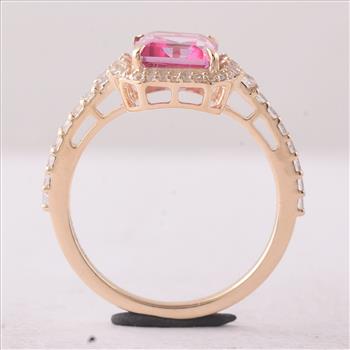 9K Gold 3.49 Ct Octagon Pink Topaz Ring 7 US Ring Size
