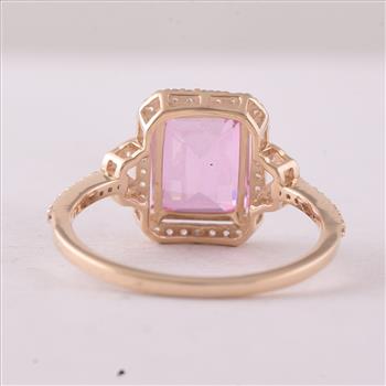 9K Gold 3.49 Ct Octagon Pink Topaz Ring 7 US Ring Size