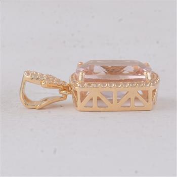 9K Gold 3.55 Ct Cushion Morganite Pendant