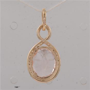 9K Gold 3.56 Ct Oval Morganite Pendant