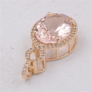 9K Gold 3.56 Ct Oval Morganite Pendant