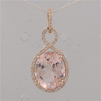 9K Gold 3.56 Ct Oval Morganite Pendant