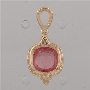 9K Gold 3.57 Ct Cushion Tourmaline Pendant