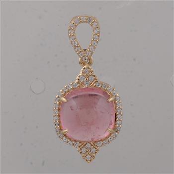 9K Gold 3.57 Ct Cushion Tourmaline Pendant