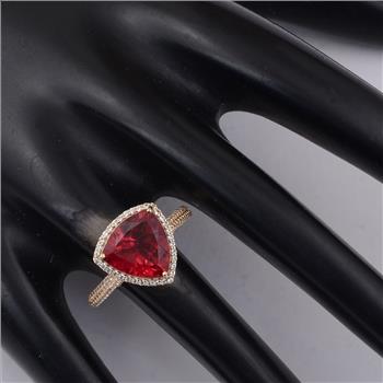 9K Gold 3.62 Ct Trillion Tourmaline Ring 7 US Ring Size
