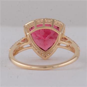 9K Gold 3.62 Ct Trillion Tourmaline Ring 7 US Ring Size