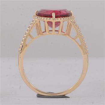 9K Gold 3.62 Ct Trillion Tourmaline Ring 7 US Ring Size
