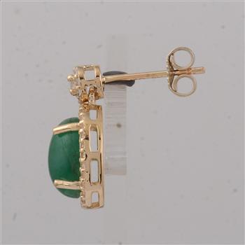 9K Gold 3.63 Ct Oval Emerald Earrings
