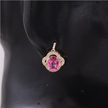 9K Gold 3.64 Ct Oval Pink Topaz Earrings