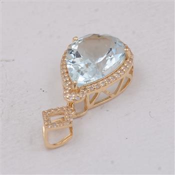 9K Gold 3.64 Ct Pear Aquamarine Pendant
