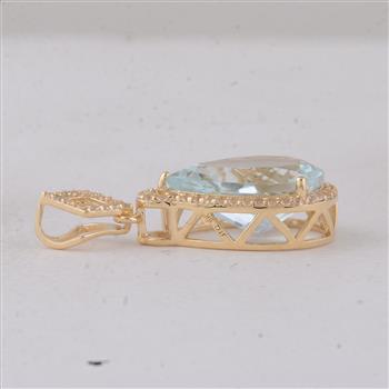 9K Gold 3.64 Ct Pear Aquamarine Pendant