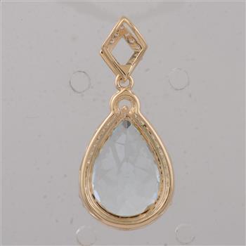 9K Gold 3.64 Ct Pear Aquamarine Pendant