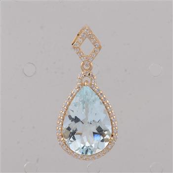 9K Gold 3.64 Ct Pear Aquamarine Pendant