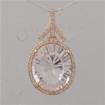 9K Gold 3.66 Ct Oval Morganite Pendant