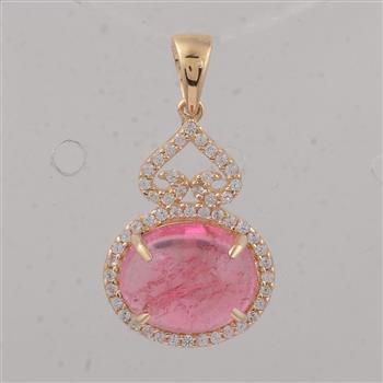 9K Gold 3.66 Ct Oval Tourmaline Pendant
