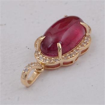 9K Gold 3.66 Ct Oval Tourmaline Pendant
