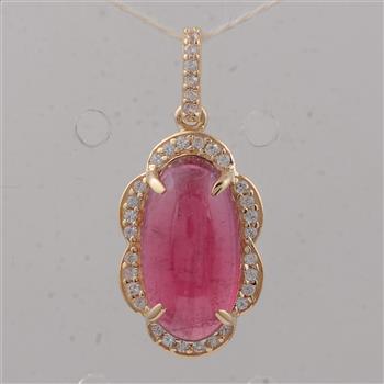 9K Gold 3.66 Ct Oval Tourmaline Pendant