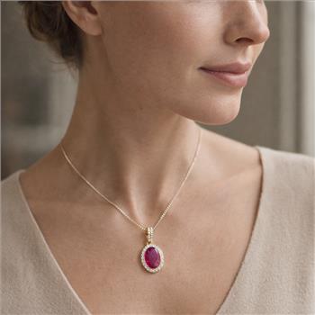 9K Gold 3.72 Ct Oval Ruby Pendant