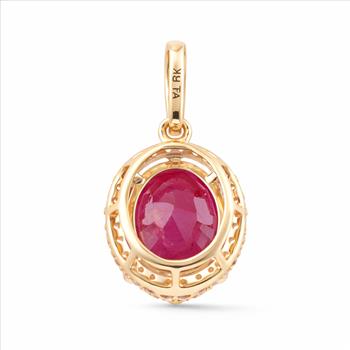 9K Gold 3.72 Ct Oval Ruby Pendant