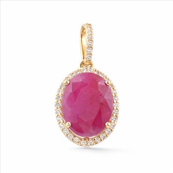 9K Gold 3.72 Ct Oval Ruby Pendant