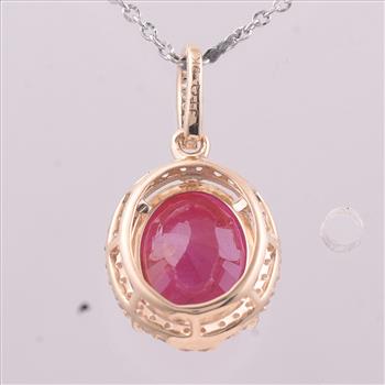 9K Gold 3.72 Ct Oval Ruby Pendant
