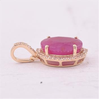 9K Gold 3.72 Ct Oval Ruby Pendant