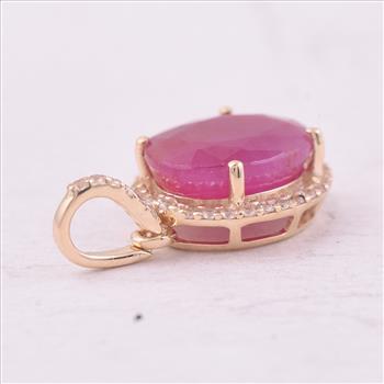 9K Gold 3.72 Ct Oval Ruby Pendant