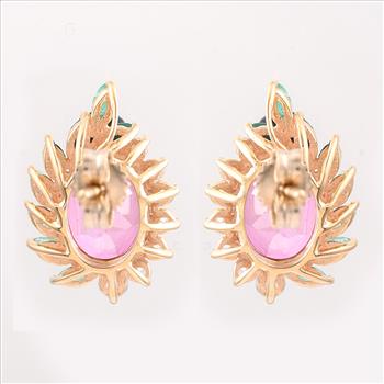 9K Gold 3.74 Ct Oval Pink Topaz Earrings