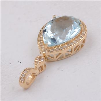 9K Gold 3.74 Ct Pear Aquamarine Pendant