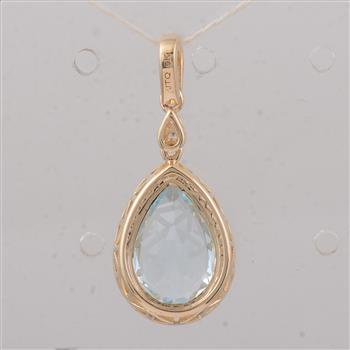 9K Gold 3.74 Ct Pear Aquamarine Pendant