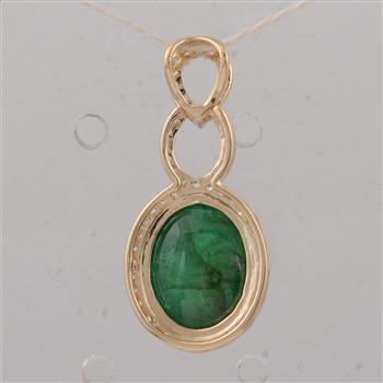 9K Gold 3.75 Ct Oval Emerald Pendant