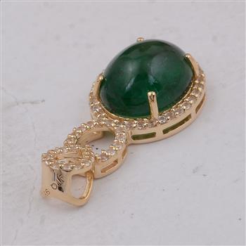 9K Gold 3.75 Ct Oval Emerald Pendant