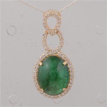 9K Gold 3.75 Ct Oval Emerald Pendant