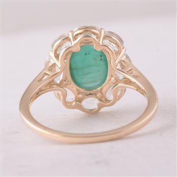 9K Gold 3.79 Ct Oval Emerald Ring 7 US Ring Size