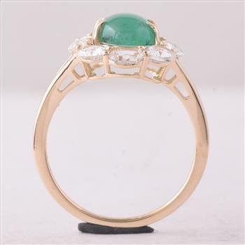 9K Gold 3.79 Ct Oval Emerald Ring 7 US Ring Size