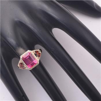 9K Gold 3.80 Ct Octagon Pink Topaz Ring 7 US Ring Size