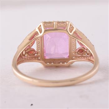 9K Gold 3.80 Ct Octagon Pink Topaz Ring 7 US Ring Size