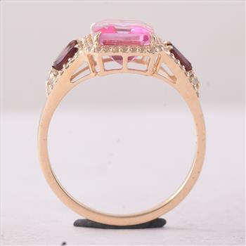 9K Gold 3.80 Ct Octagon Pink Topaz Ring 7 US Ring Size