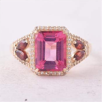 9K Gold 3.80 Ct Octagon Pink Topaz Ring 7 US Ring Size