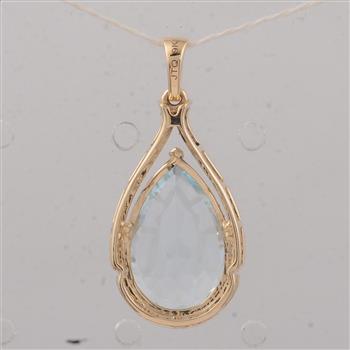 9K Gold 3.84 Ct Pear Aquamarine Pendant