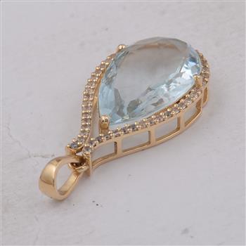 9K Gold 3.84 Ct Pear Aquamarine Pendant