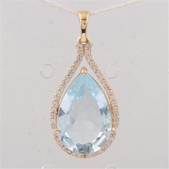 9K Gold 3.84 Ct Pear Aquamarine Pendant