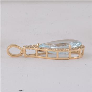 9K Gold 3.84 Ct Pear Aquamarine Pendant