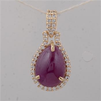 9K Gold 3.85 Ct Pear Ruby Pendant