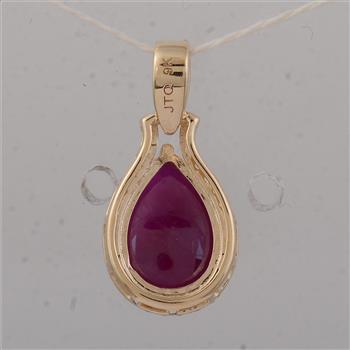 9K Gold 3.85 Ct Pear Ruby Pendant