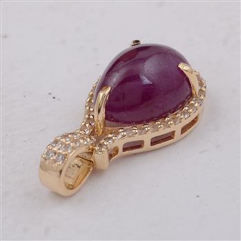 9K Gold 3.85 Ct Pear Ruby Pendant