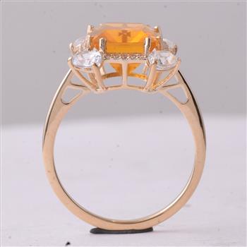 9K Gold 3.88 Ct Octagon Fire Opal Ring 7 US Ring Size